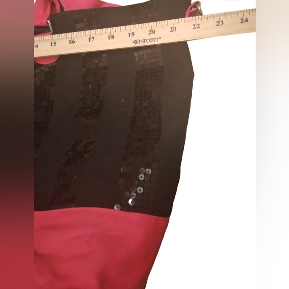 Victoria's Secret Canvas Tote Bag in Black and Dark Pink Stripes Black Sequins. - Picture 4 of 10